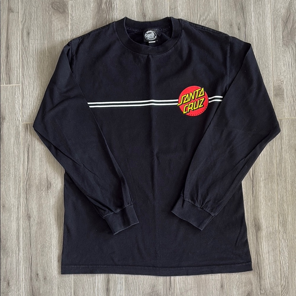 Santa Cruz Skateboards Black Long Sleeve Tee with Iconic Stripe